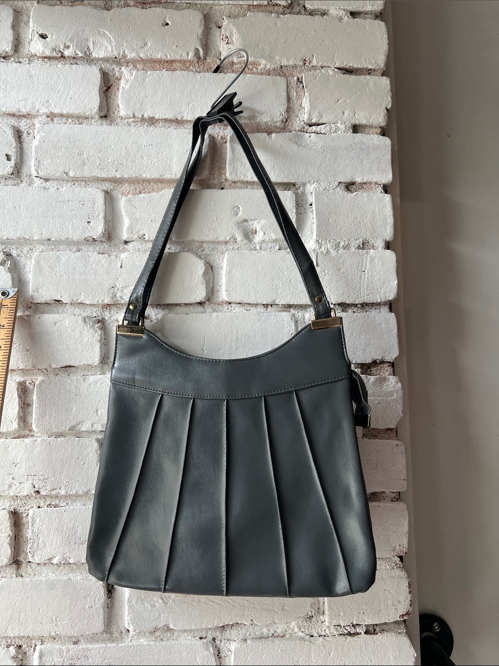 Pleated Gray Shoulder Bag - Sleek Everyday Carry